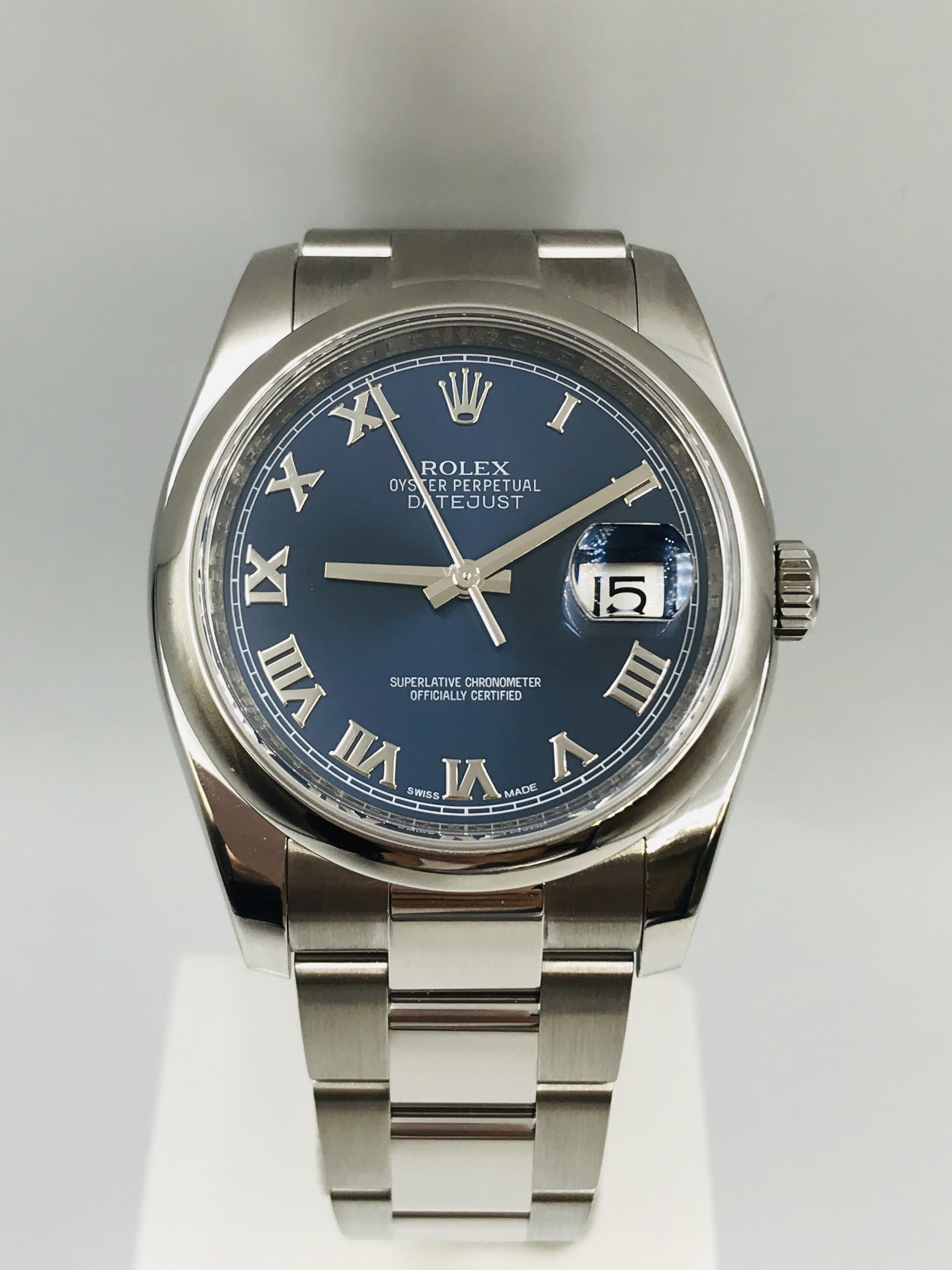 Rolex  DateJust 36 mm  Blue Roman Numeral Watch 