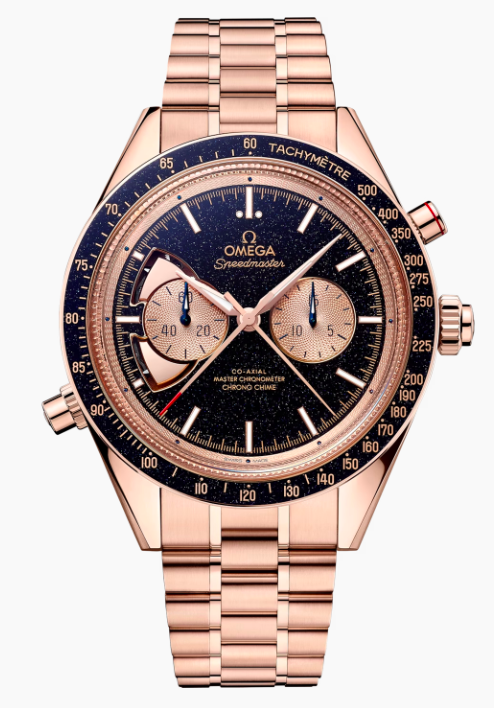 SPEEDMASTER CHRONO CHIME 45 MM, SEDNA™‑GOLD MIT SEDNA™‑GOLDBAND