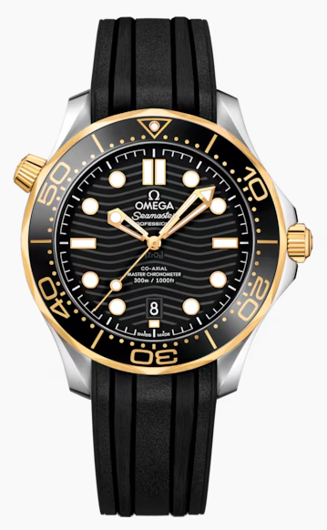 SEAMASTER DIVER 300M 42 MM, STAHL ‑ GELBGOLD MIT KAUTSCHUKBAND