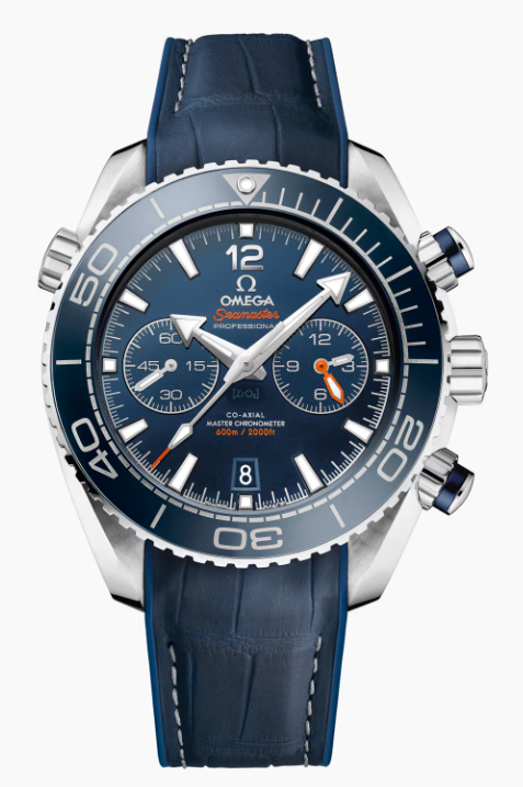 SEAMASTER PLANET OCEAN 600M 45,5 MM, STAHL MIT LEDERARMBAND MIT INNENSEITE AUS KAUTSCHUK